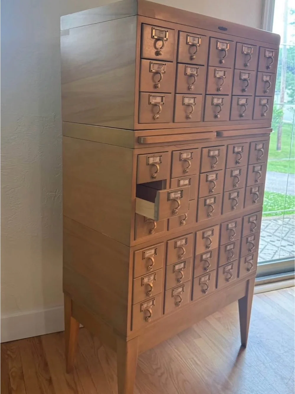 Vintage Remington Rand Library Bureau 45 Drawer Card Catalog Cabinet on Legs